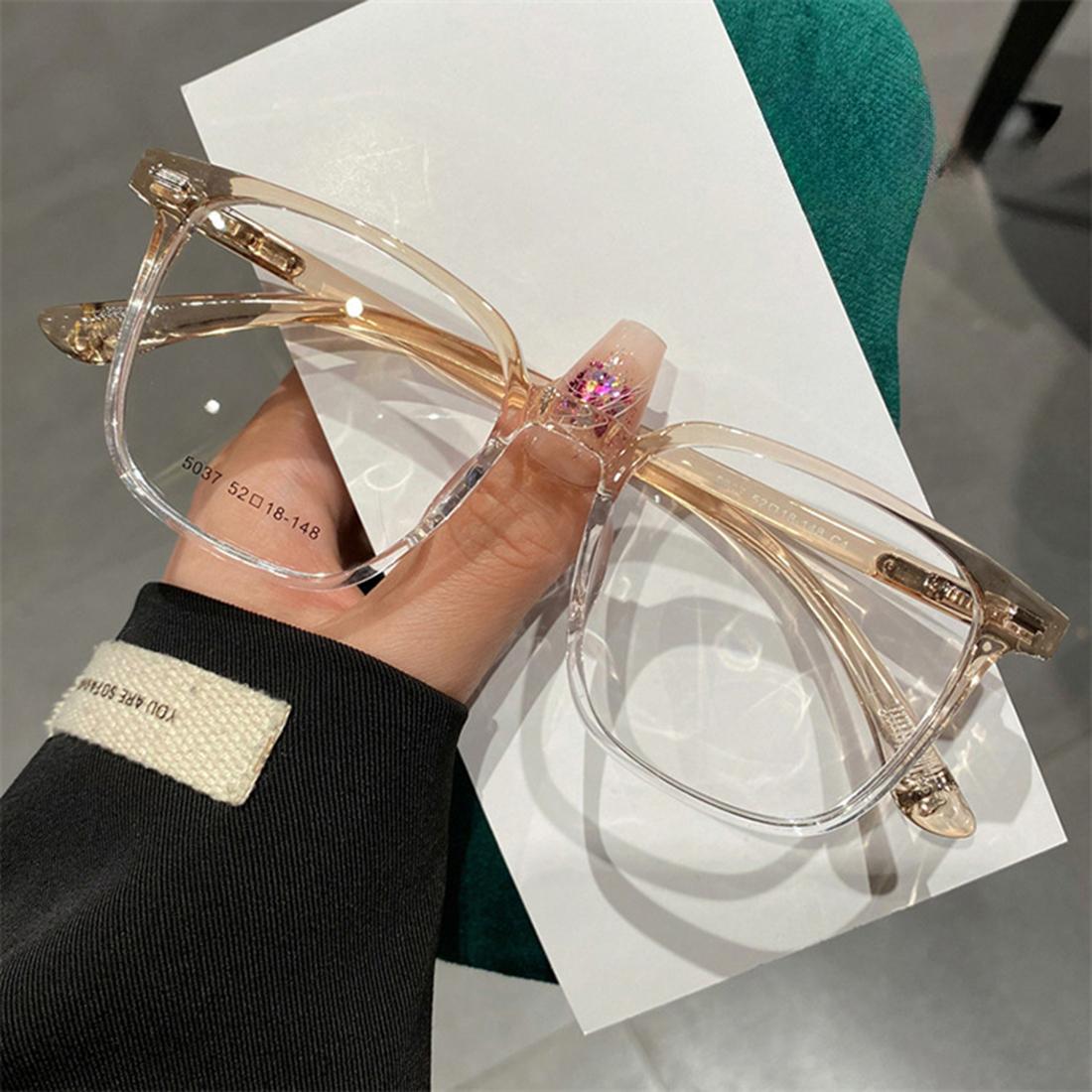 

Korean Fashion Anti-Blue Light Glasses Square Transparent Black Frame Computer Gaming Eye Protection Plain Spectacles Glasses
