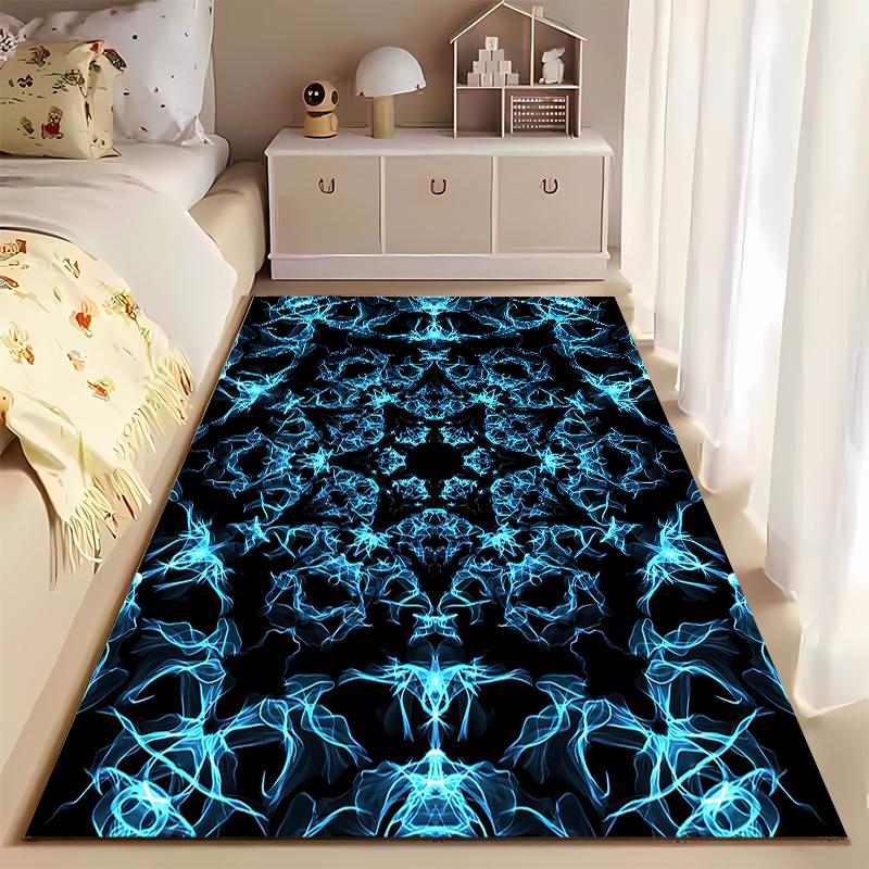 Modern Blue Neon Abstract Pattern Living Room Carpet - Home Decor Rug Suitable for Use As an Anti-slip for Living Room Bedroom Sofas