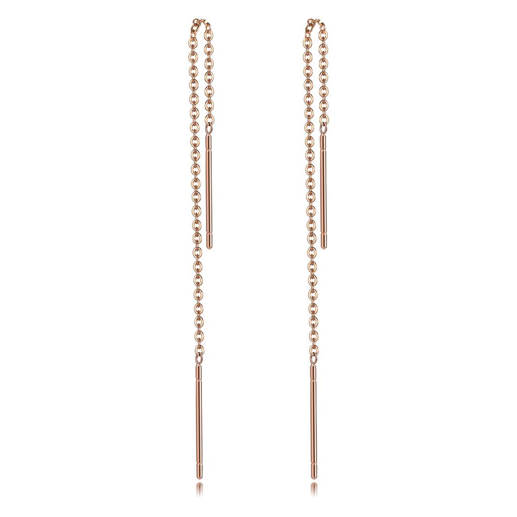 Long Threader Earrings for Women, Thin Linear Earring,Stainless Steel Chain Drop Ear Line , Fashion Korean Jewelry
