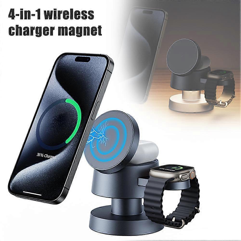 4-in-1 Wireless Charger Magnet Watch Earphones Phone Holders Creative Nightlight