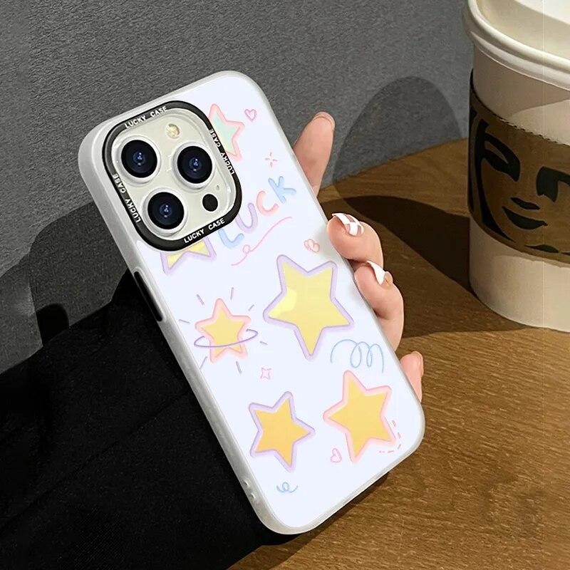 Laser Love Heart Phone Case For iPhone 11 Case iPhone 15 14 12 13 Pro Max X XR XS 7 8 Plus SE Shockproof Bumper Star Y2k Cover