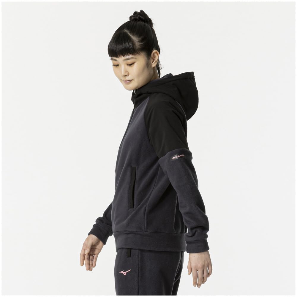 Mizuno Waterproof Fleece and Training 32MCB880 Women's Hoodie, Water-Repellent Warm, Wear, Black,