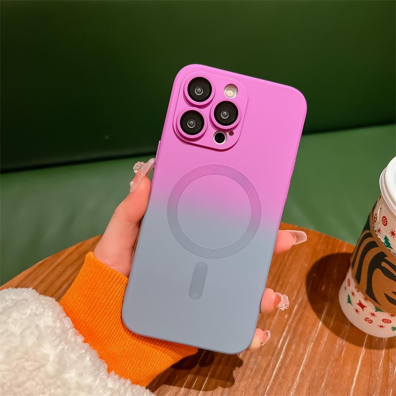 Applicable To IPhone15 Mobile Phone Case Gradient Liquid Silicone Magnetic Suction 15Promax Apple 14 Protective Case 13 Full Package