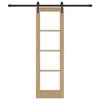 Sliding Door Natural 61 X 198.5 Cm Solid Pine Wood and Glass