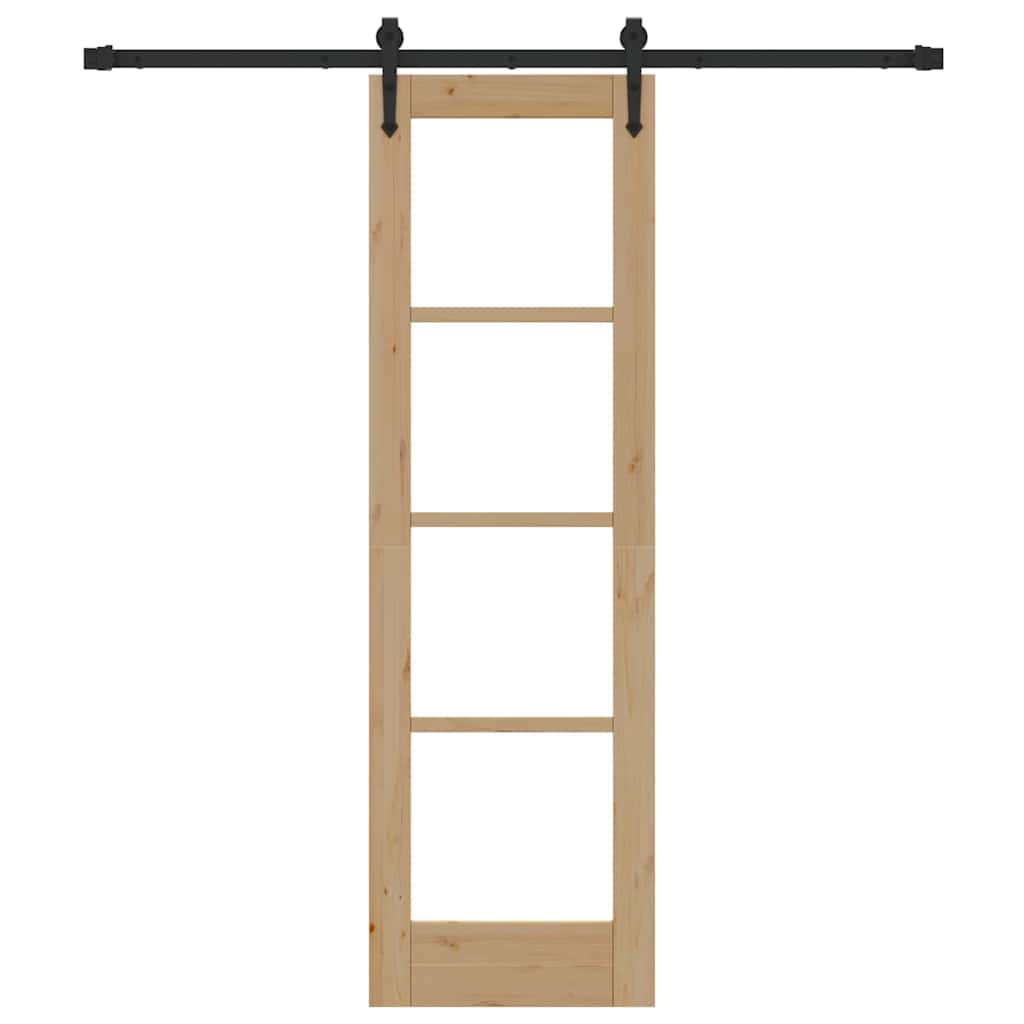 Sliding Door Natural 61 X 198.5 Cm Solid Pine Wood and Glass