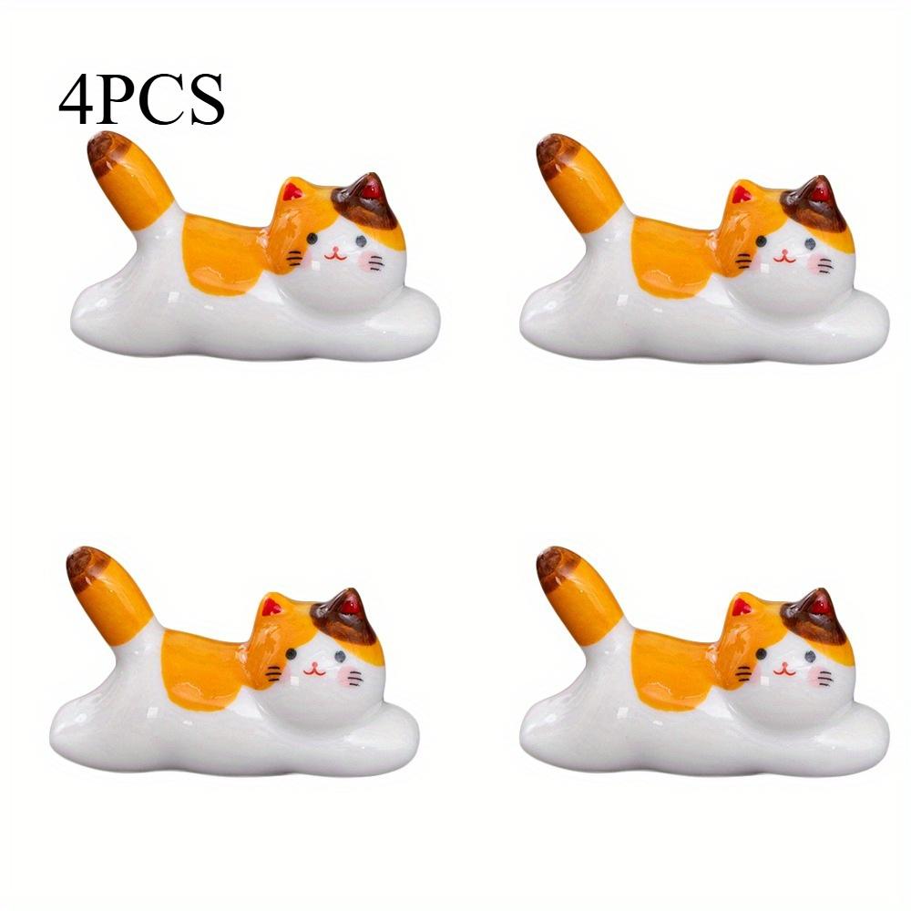 Ceramic Cat Chopstick and Utensil Holder Spoon Fork Rest Stand Japanese Style Tableware Storage Rack for Kitchen Organization