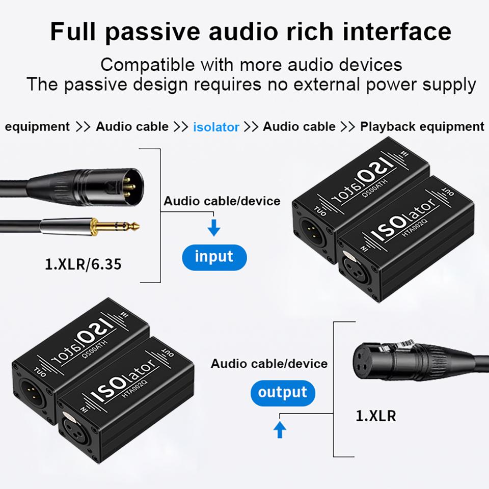 6.35 XLR Audio Noise Isolator Female to Male, Common Ground Loop Noise Suppressor Filter Eliminates Buzz Hum for PC Laptop Audio Equipment
