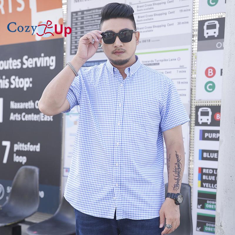 

Уютные мужские рубашки в клетку с коротким рукавом на пуговицах, хлопковые повседневные рубашки в мелкую клетку стандартного кроя 10XL темно-синий