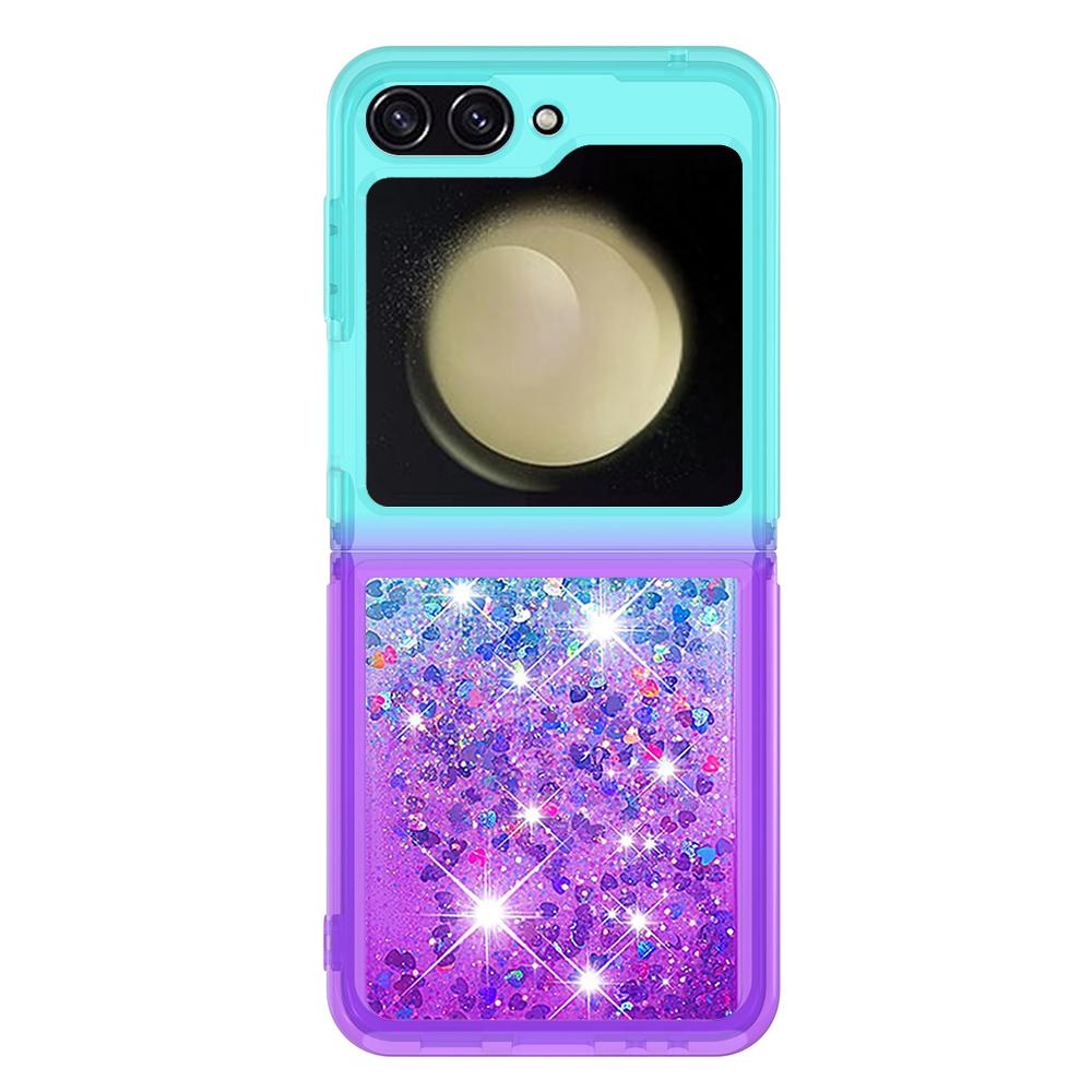 

For Samsung Galaxy Z Flip6 5G TPU Case Gradient Quicksand Phone Back Cover Sky Blue+Purple