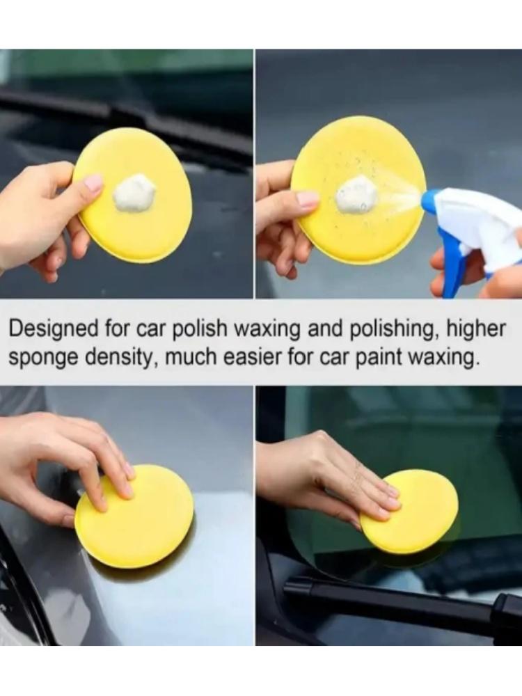 12Pcs Round Car Waxing Polish Wax Foam Sponge High Density Applicator Pads Cleaning Sponge Auto Detail Washing Car Cleaning Tool