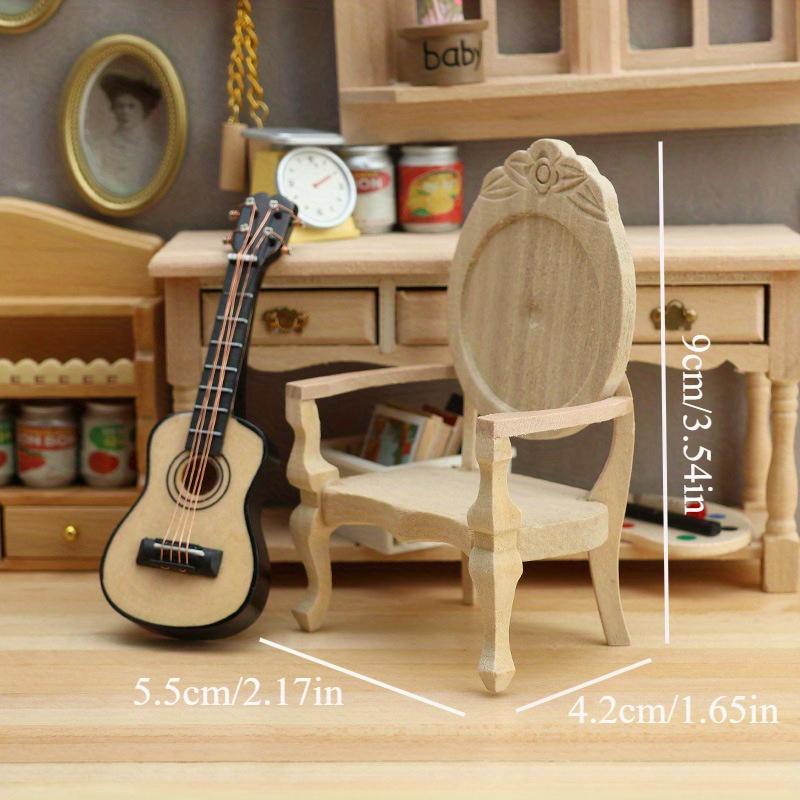 1/12 Maßstab Miniatur Holz Pfirsichförmiger Stuhl mit Armlehnen Modell Ornament - DIY Miniatur Fotografie Requisiten - Saisonale Dekoration - Perfektes Geschenk