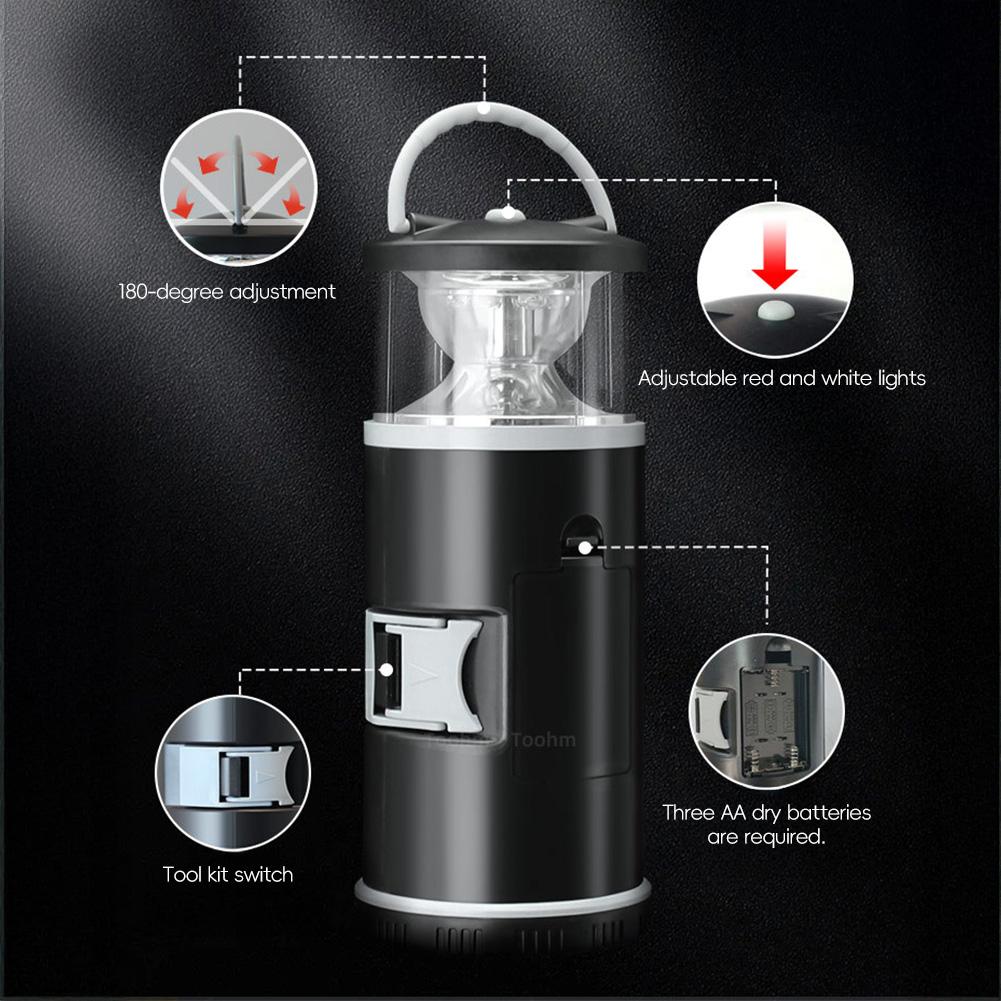 Multifunctional Emergency Repair Light with Tool Kit Outdoor Portable Lantern Fishing Gifts for Camping Fishing Hiking Lighting