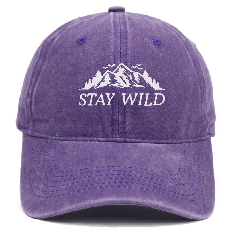 Stay Wild Mountain Embroidered Baseball Cap With Soft Top For Outdoor Sunshade