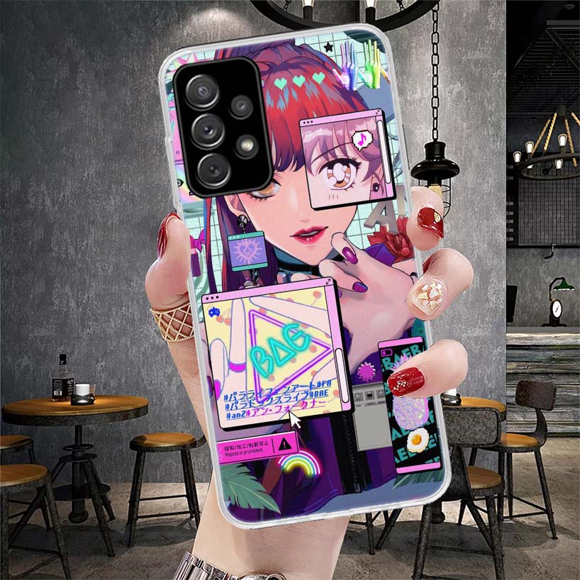 

Anime Vaporwave Glitch Purple Soft Phone Case For Samsung Galaxy S22 S23 S24 S25 Edge S26 Ultra S20 FE S21 Plus + Fundas Coque G Samsung S24 Ultra