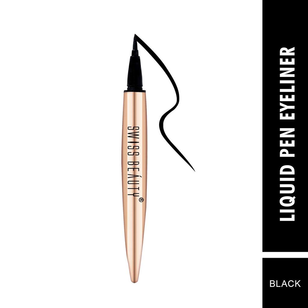 Swiss Beauty Ultra Black Liquid Pen Eyeliner|  Waterproof and Smudge Proof Eye Makeup | Quick Drying |0.8ml