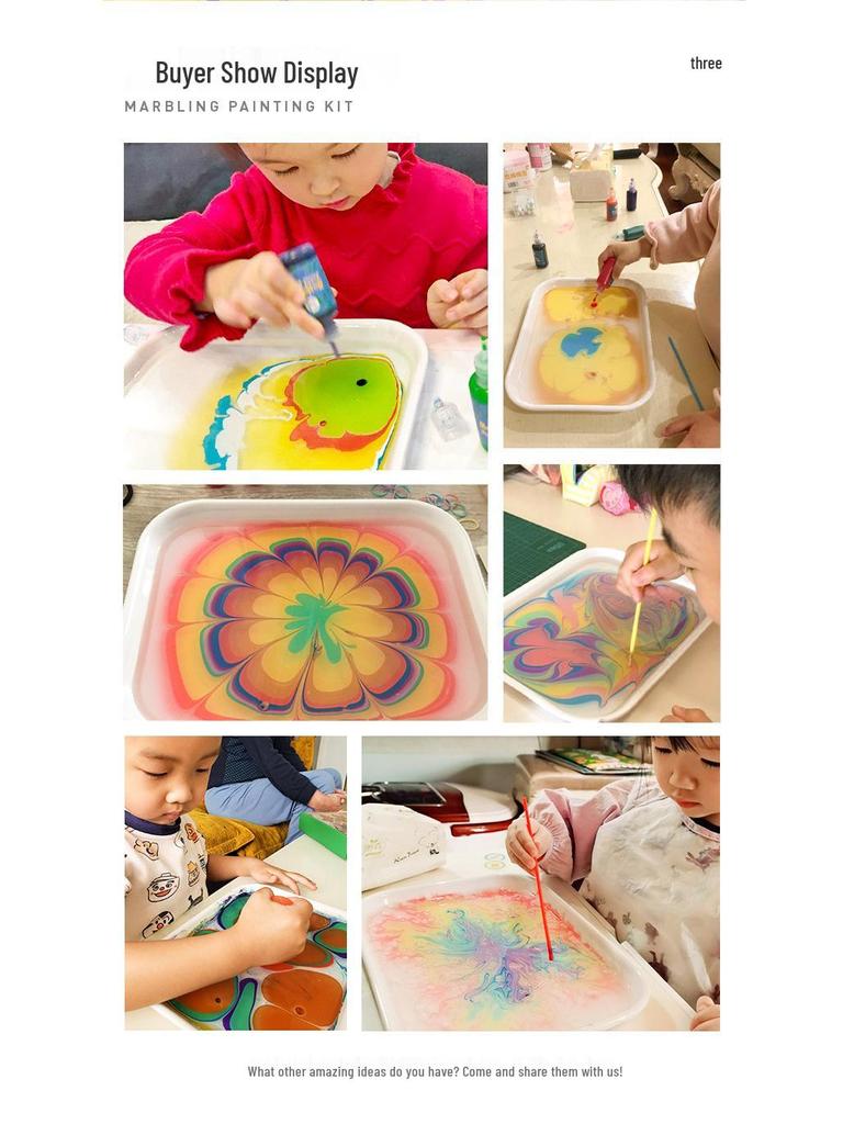 Milos Ebru Marmorier-Set: Auswaschbare Fingerfarbe & Zeichenwerkzeuge für Kinder