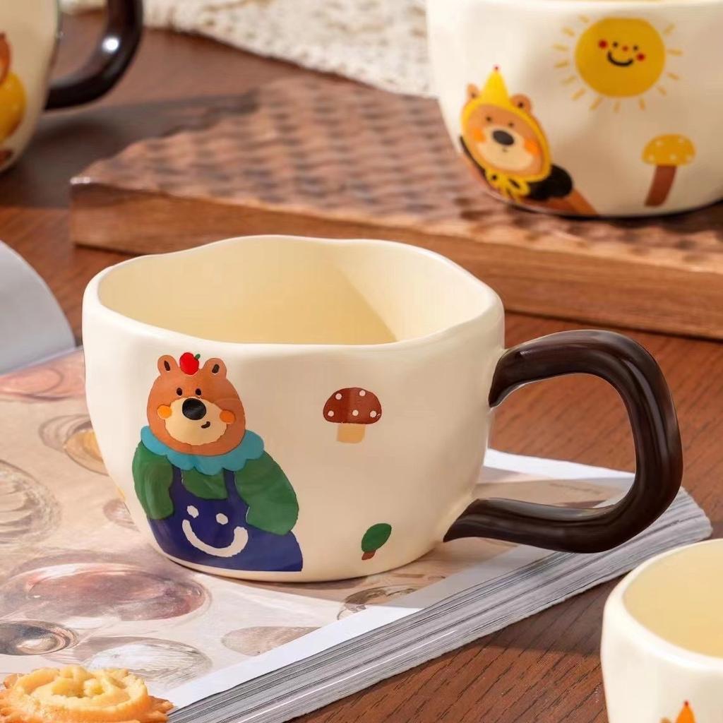 Söt söt björnkopp keramisk mugg hushåll kaffe vattenkopp frukostkopp par dricksvattenkopp