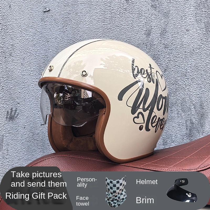 ORZ Motorcycle Helmet 3/4 Open Face Vintage Casco Moto Jet Scooter Bike Helmet Retro DOT approved Casque Motociclismo