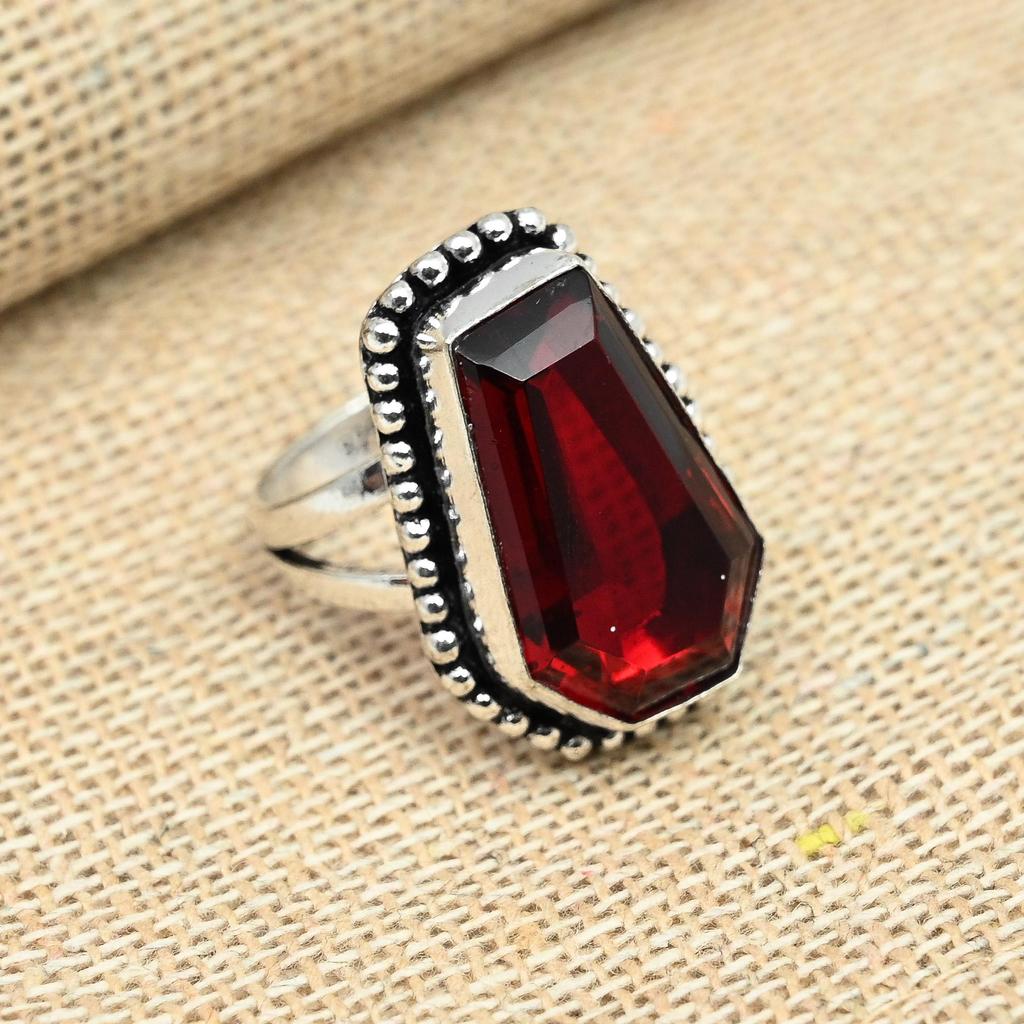 Red Garnet Gemstone Jewelry 925 Sterling Silver Ring, Handmade Gift for women, Beautiful Ring For her