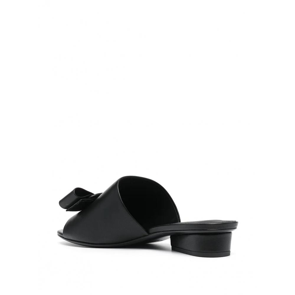 Salvatore Ferragamo Ferragamo Double Bow Mule Sandals Black