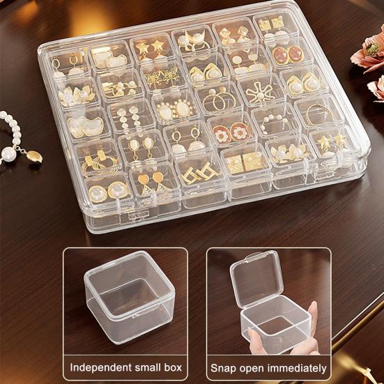 Multifunctional Storage Box, with Flip-Top Airtight Dust-Proof Design, Transparent Contains Independent Small Box Storage Case, for Jewelry Rings