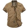 Zomer Mode Katoen Casual Overhemden Heren Losse Overhemden Korte Mouw Puntkraag Militaire Stijl Heren Tops