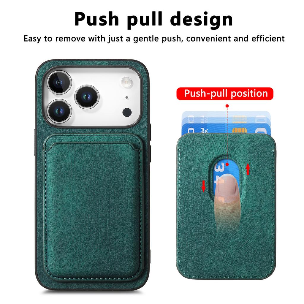 For iPhone 17 Pro Case Compatible with MagSafe Leather Back Cover with Detachable Card Holder