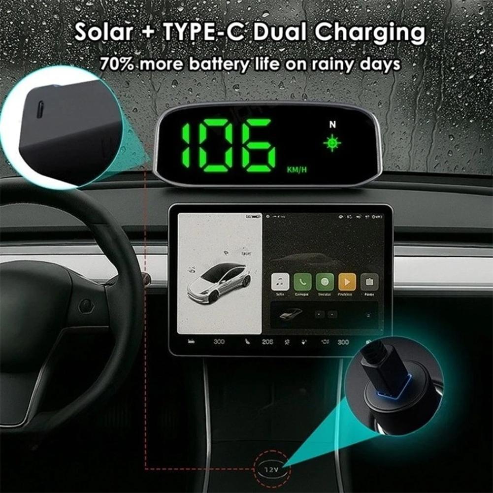 Solar Head-Up-Display GPS + Digitaler Autotachometer Echtzeit-Anzeige km/h Intelligente Lichtsensorik HUD Auto Universelles Zubehör