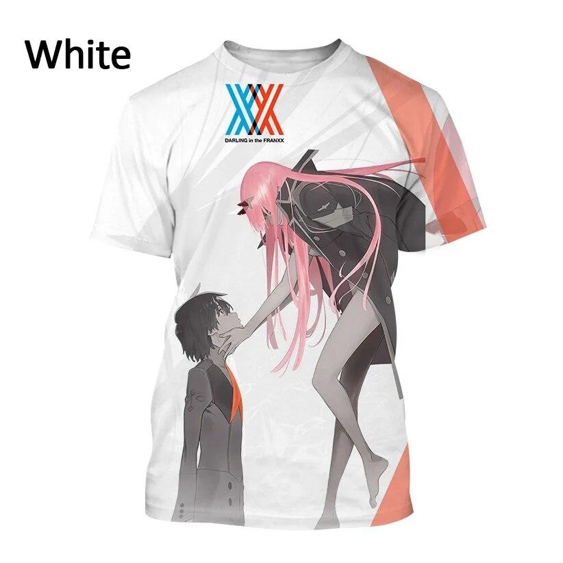 

Футболки Kawaii из японского аниме Zero Two Darling in The FRANXX, футболка с 3D принтом, модный сексуальный топ, повседневная футболка с короткими рукавами XXL
