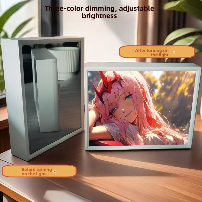 21cm/8.27in 3D Anime Light Night Painting Peripherals Desk Table Lamp Display Acrylic Mirror Collectible Gift Bedroom Decoration