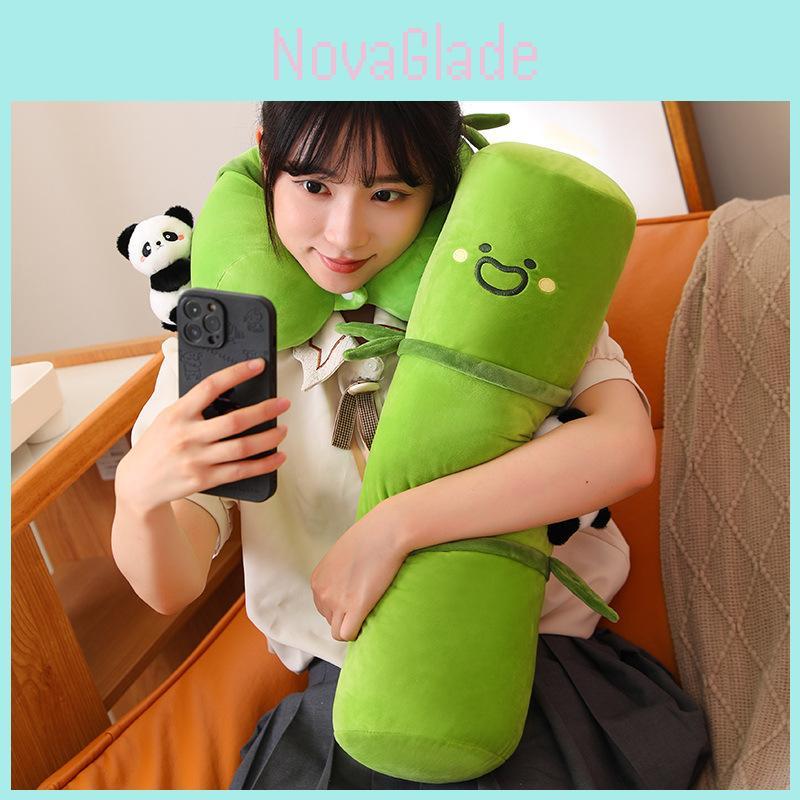 Adorable Bamboo Tube Panda Pillow Plush Cushion Soft And Cozy For Sleeping And Cuddling