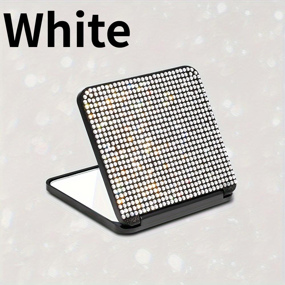 1PC Sparkling Rhinestone Portable Folding Makeup Mirror - Dual-Sided Square Design for Purses & Handbags, Make Up Mirror