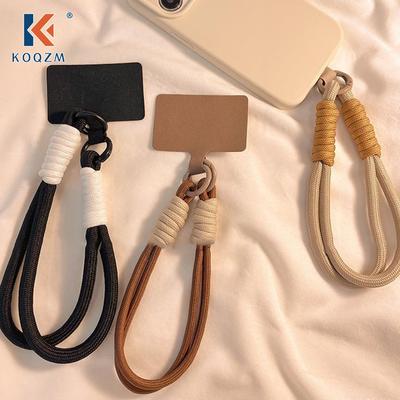 INS Style Geflochtenes Handy-Lanyard Mode Einfarbig Anti-Verlust Kurzes Handgelenkband Anhänger Hängeschlaufe Kordel Mit Abstandshalter