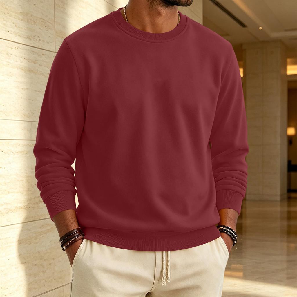 Heren Sweatshirt met Voering en Ronde Hals Casual Kleur Pullover