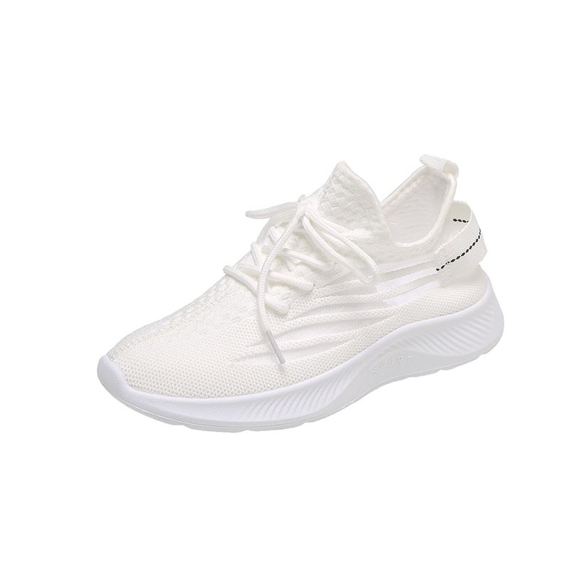 

модные летние популярные универсальные повседневные полые дышащие женские летающие вязаные туфли женские высококачественные спортивные туфли 40 белый