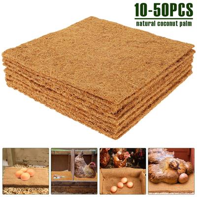10-50Pcs Chicken Nesting Pads Natural Coconut Palm Hens Nest Bedding Mats 13x13inch Multi-role Poultry Supplies for Laying Eggs