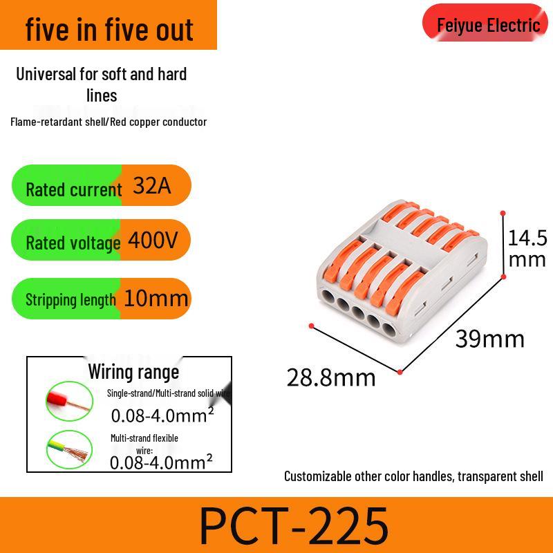 Fiyue PCT-222 Universal Quick Terminal Connector for Hard and Soft Wires