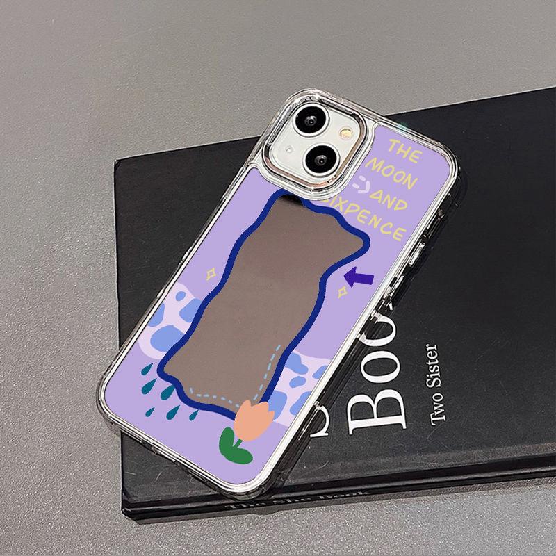 Purple creative flower mirror surface, suitable for iPhone17 mobile phone case 16pro electroplating buttons x Apple 14 all-inclusive 15