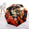 1pc Floral Cat Portrait Umbrella with Plastic Handle,Suitable for All Seasons Home Travel Outdoor UmbrellaDD201