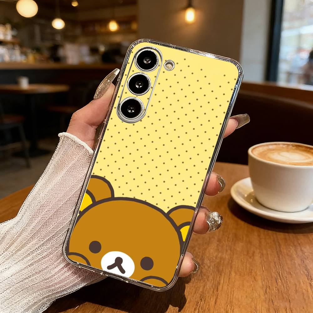 Cute R-Relax B-Bear Phone Case For Samsung Galaxy S24 S25 S23 S22 S21 Plus S24 S25 Transparent Cover Case