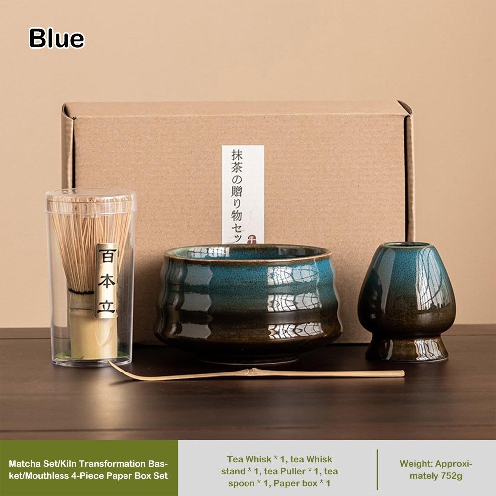 4PCS Ceramic Bamboo Japanese Matcha Tea Set Matcha Whisk Holder Reusable Matcha Whisk Set Matcha Bowl Matcha Making Kit