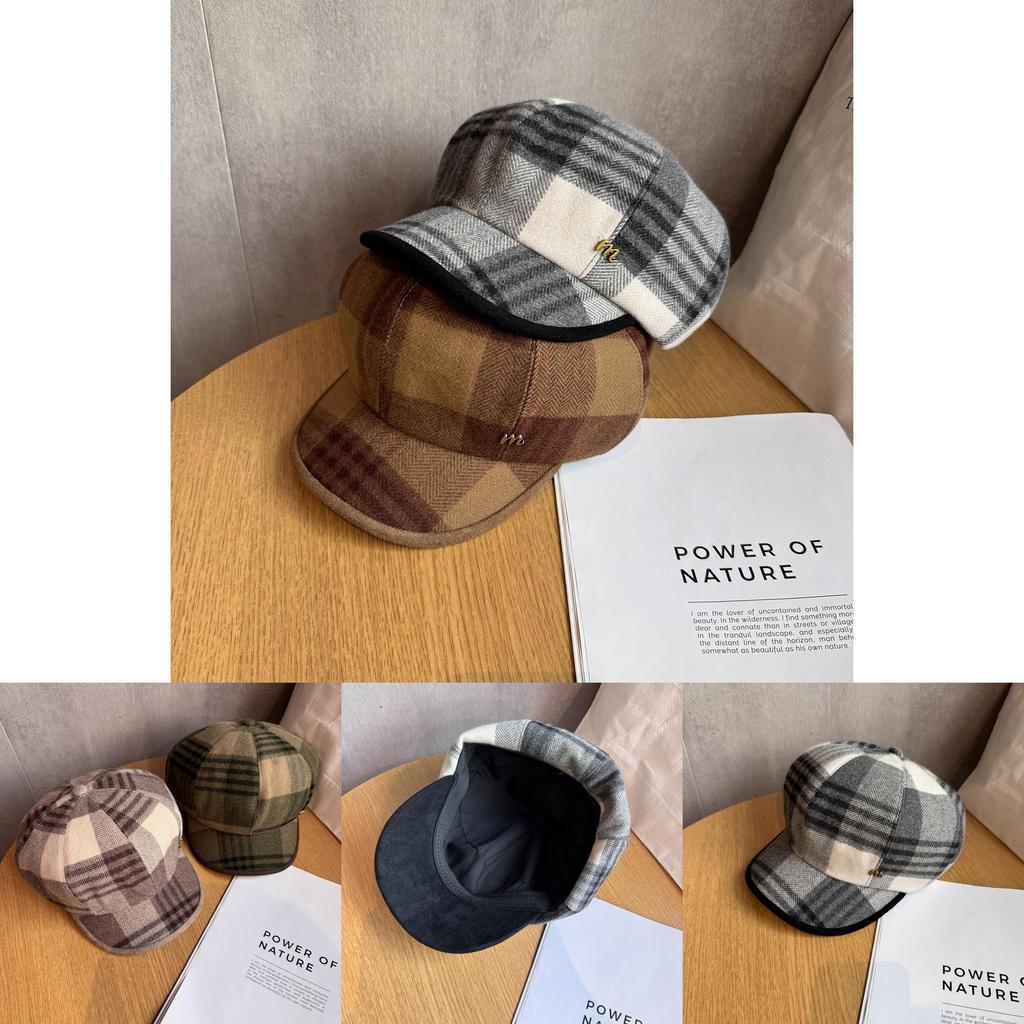 Vintage Style Newsboy Cap With Polyester Wool Blend For Fall Winter Wear