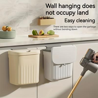 1 Stück Mülleimer mit großer Kapazität zur Wandmontage - Einfache Installation, platzsparendes Design für Küche & Badezimmer - Kunststoff, Abfallbehälter mit offener Oberseite und Haken an der Rückseite