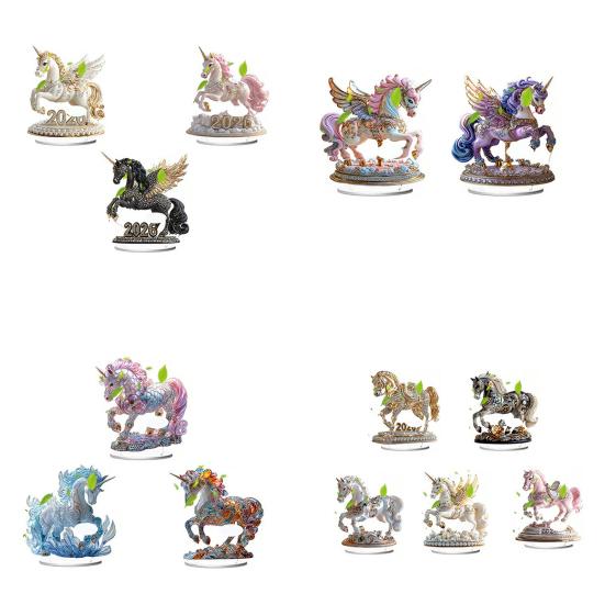 Strasssteine Fliegendes Pferd Ornament 2D Flache Acryl Dekorative Figur Heim Büro Auto Schnitzerei Tier Tischdekoration