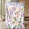 Magical Unicorn and Angel Theme Blanket Lightweight Warm Flannel Blanket Decorative Throw Blanket for Home Decoration