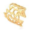 Retro Dark Wide Openwork Thorn Stainless Steel Leaf Adjustable Ring for Women
