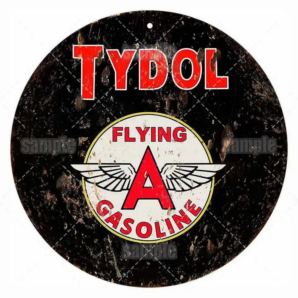High Definition Metal Tin Sign Set Vintage Gasoline and Motor Oil Brand Themed Round Wall Art Decor for Gas Station Garage and M
