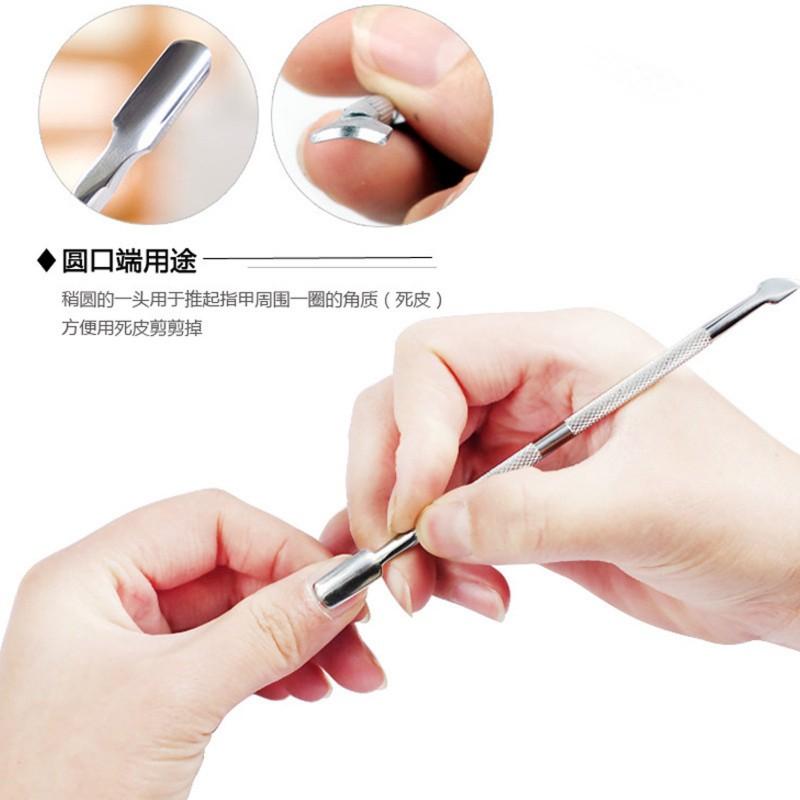 Stainless Steel Dual-Ended Cuticle Pusher Nail Care Dead Skin Removal Hangnail Trimming Shaping Tool