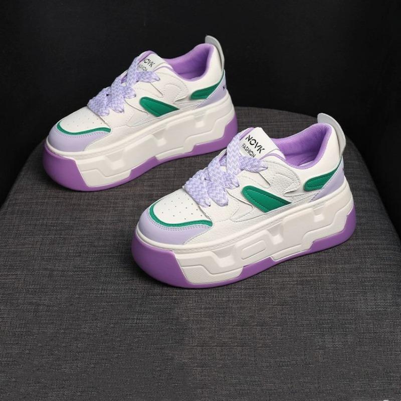 Thick Soled Versatile Board Shoes 2024 New Color Matching Temperament Vulcanized Sports and Leisure Women's Single Shoes Trafza