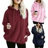 Winter Dick Warm Einfarbige Damen Langarm Hoodies Reißverschluss Kapuzenpullover